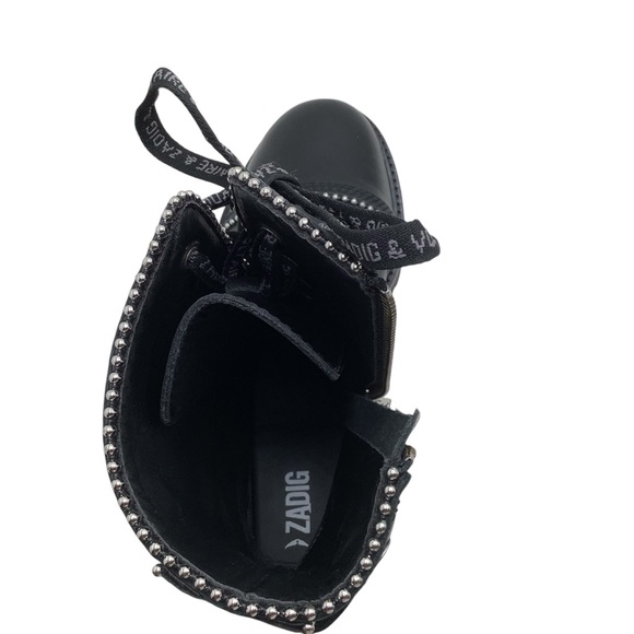 {Zadig & Voltaire} Women's Joe Round Toe Smooth Low-Heel Combat Boots - Picture 10 of 16